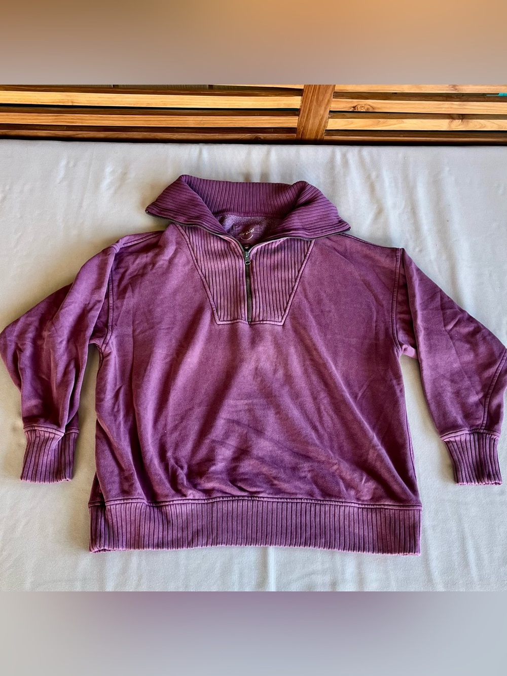 aerie Women’s Maroon Quarter-Zip Oversized Sweater Pullover | Size M